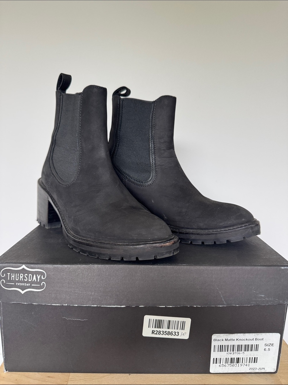 Thursday Boot Company Black Matte Chelsea Heeled Ankle Boots